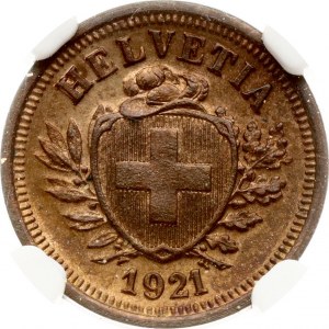 Switzerland 1 Rappen 1921 B NGC MS 65 RB