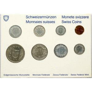 Switzerland 1 Rappen - 5 Francs 1979 Set of 8 Coins