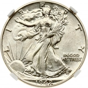 USA 1/2 Dollar 1942 Walking Liberty NGC AU 50