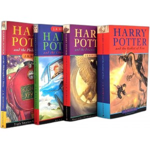 J.K. Rowling - Harry Potter - T. I-IV, pierwsze wydanie - Londyn 1997/2000 - Wyd. Bloomsbury
