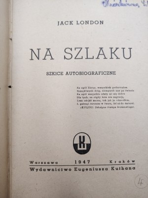 Jack London - On the Trail - autobiographical sketches - Warsaw 1947