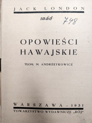 Jack London - Hawaiian Tales, Warsaw 1931