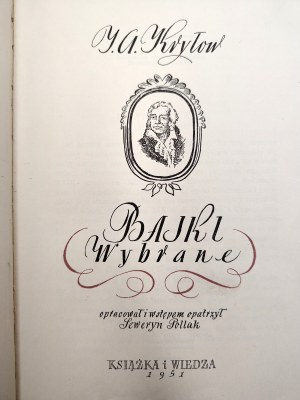 J.A. Krylov - Vybrané povídky, obálka a ilustrace Tadeusz Gronowski, Varšava 1951