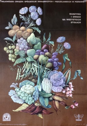 Poster - Provincial Union of Horticultural and Beekeeping Cooperatives in Poznań - Poznań 1976 [ Owoce na wszystkich stołach].