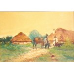 Adam Setkowicz(1875-1945),Scena przed chatą