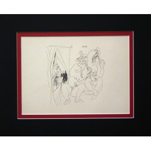 Pablo Picasso (1881-1973) - Umělec se svým modelem a šmírákem