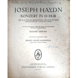 Joseph Haydn - Koncert D-dur na fortepian solo, wydanie ok. 1900 r. (nuty)