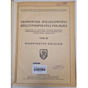 WOJEWÓDZTWO KIELIECKIE - Skorowidz miejscowości Rzeczpospolitej Polskiej TOM III