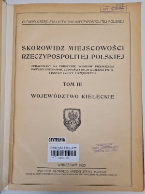KIELIECKIE VOIVODSHIP - Index of localities of the Republic of Poland TOM III