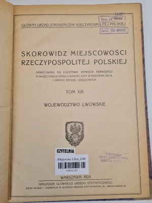 LIVOVSKO VOIVODSHIP - Index of localities of the Republic of Poland TOM XIII