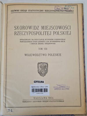 POLESKIE VOIVODSHIP - Index of localities of the Republic of Poland TOM VIII
