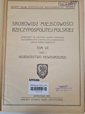 NOWOGRÓDZKIE VOIVODSHIP - Skorowidz miejscowości Rzeczpospolitej Polskiej TOM VII PART 1, Part 2 Wileńska Land
