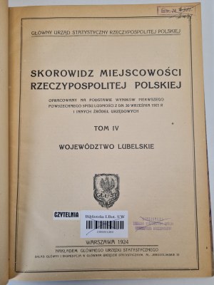 LUBELSKIE VOIVODSHIP - Index of localities of the Republic of Poland TOM IV