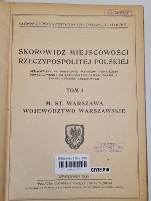 WARSAW VOIVODSHIP - Index of localities of the Republic of Poland TOM I