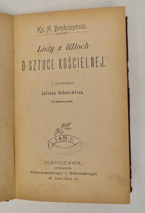 Brykczynski A. - Letters from Italy on Church Art Published 1899 ILLUSTRATIONS