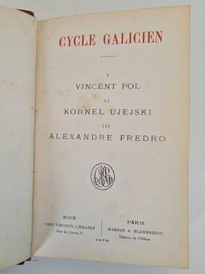 CYCLE GALICIEN - Vincent POL, Kornel ULEJSKI, Alexandre FREDRO, published.1879 in French