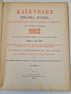 JOZEF CZECH KRAKOW CALENDAR FOR 1902