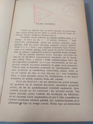 WOLTER Wladyslaw - ZARYS SYSTEMU PRAWA KARNEGO. Vol. II Wyd. 1934