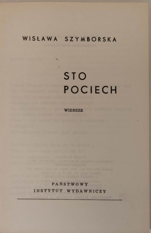 SZYMBORSKA Wisława - STO POCIECH Poems Edition 1