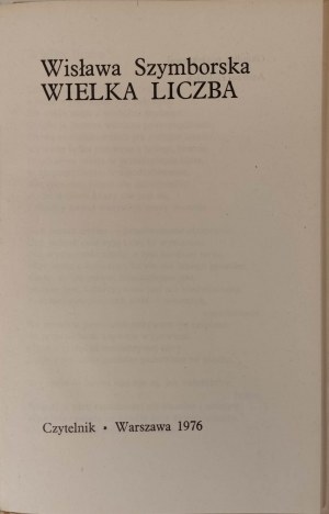 SZYMBORSKA Wisława - WIELKA LICZBA Wydanie 1
