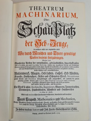 SCHAU- PLATZ der Hab Zauge - THEATRUM MACHINARIUM [GRAPHICS] reprint of the 1725 edition.