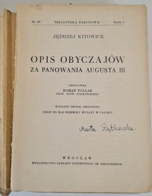 KITOWICZ Jędrzej - DESCRIPTION OF CITIZENSHIP DURING THE RULING OF AUGUST III Compiled by Roman Pollak