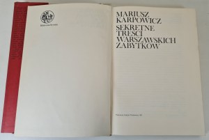 KARPOWICZ Mariusz - SECRET CONTENTS OF WARSAW'S SOCIETY in the series Library of the Mermaid, ed.1981