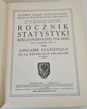 ANNUAL STATISTICS OF THE REPUBLIC OF POLAND year of publication VI 1928 in Polish and French