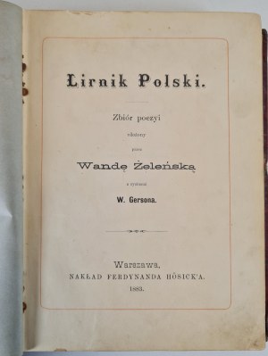 LIRNIK POLSKI. A collection of poems arranged by Wanda Zeleńska, with engravings by W. Gerson, published in 1883