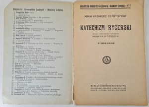 CZARTORYSKI Adam Kazimierz - KATECHIZM RYCERSKI with a foreword by Henryk Moscicki, ed.1925