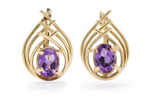 Earrings with amethysts, early 21st century jewelry, pr. gold 