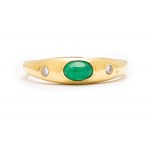 Ring with emerald and diamonds, 2nd half of 20th century jewelry, pr. gold "0.585"