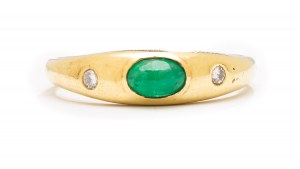 Ring with emerald and diamonds, 2nd half of 20th century jewelry, pr. gold 