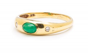 Ring with emerald and diamonds, 2nd half of 20th century jewelry, pr. gold 