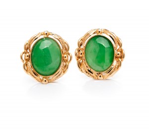 Earrings with chrysoprase, early 21st century jewelry, pr. gold 