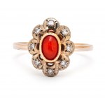 Ring with coral and diamonds, 2nd half of 20th century jewelry, pr. gold 0.583