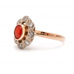 Ring with coral and diamonds, 2nd half of 20th century jewelry, pr. gold 0.583