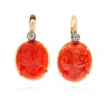 Earrings with beads and diamonds, 1960s jewelry, pr. gold "0.585"