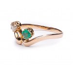 Ring with diamond and emerald, early 20th century jewelry, pr. gold "0.585"