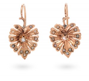 Earrings with pearls, 2nd half of 19th century jewelry, gold 0.400