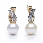 Earrings with pearls and diamonds, 2nd half of 20th century jewelry, pr. "3" gold