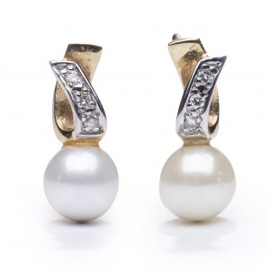 Earrings with pearls and diamonds, 2nd half of 20th century jewelry, pr. 