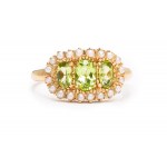 Ring with olives and half pearls, early 21st century jewelry, 0.375 pr. gold