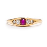 Ring with ruby and diamonds, 19th/20th century jewelry, 0.500 pr. gold