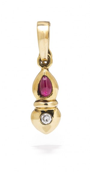 Pendentif avec diamant et rubis, début du 21e siècle, or fin 0,585