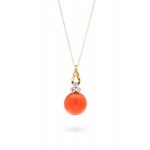 Pendant with coral and diamonds, 2nd half of 20th century jewelry, pr. gold "0.585"