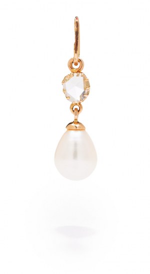 Pendentif avec rosette de perles et de diamants, joaillerie 19e/20e siècle, pr. '56' or