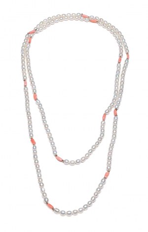 Necklace of pearls and beads, 20th/20th century jewelry, gold ~ 0.750