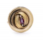 Brooch-pendant with garnet and pearls, late 19th century jewelry, pr. gold "0.585"