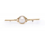 Mother-of-pearl brooch, 1980s-90s jewelry, pr. 0.583 gold